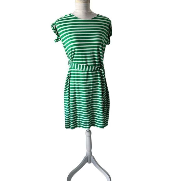 Talbots Green and White Striped Button Shoulder NWOT Sash Belt - Picture 1 of 9